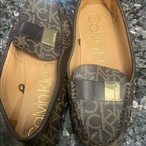 Calvin Klein Brown Slip-On Loafers with Elegant Design